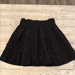 Anthropology Ginger G Black Holiday/Party Sequence Mini Knit Skirt Sz Small